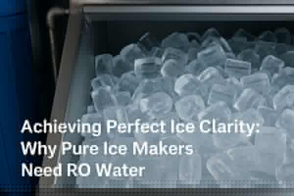Crystal-clear ice cubes in a commercial ice maker, illustrating the benefits of using reverse osmosis (RO) water for ice clarity